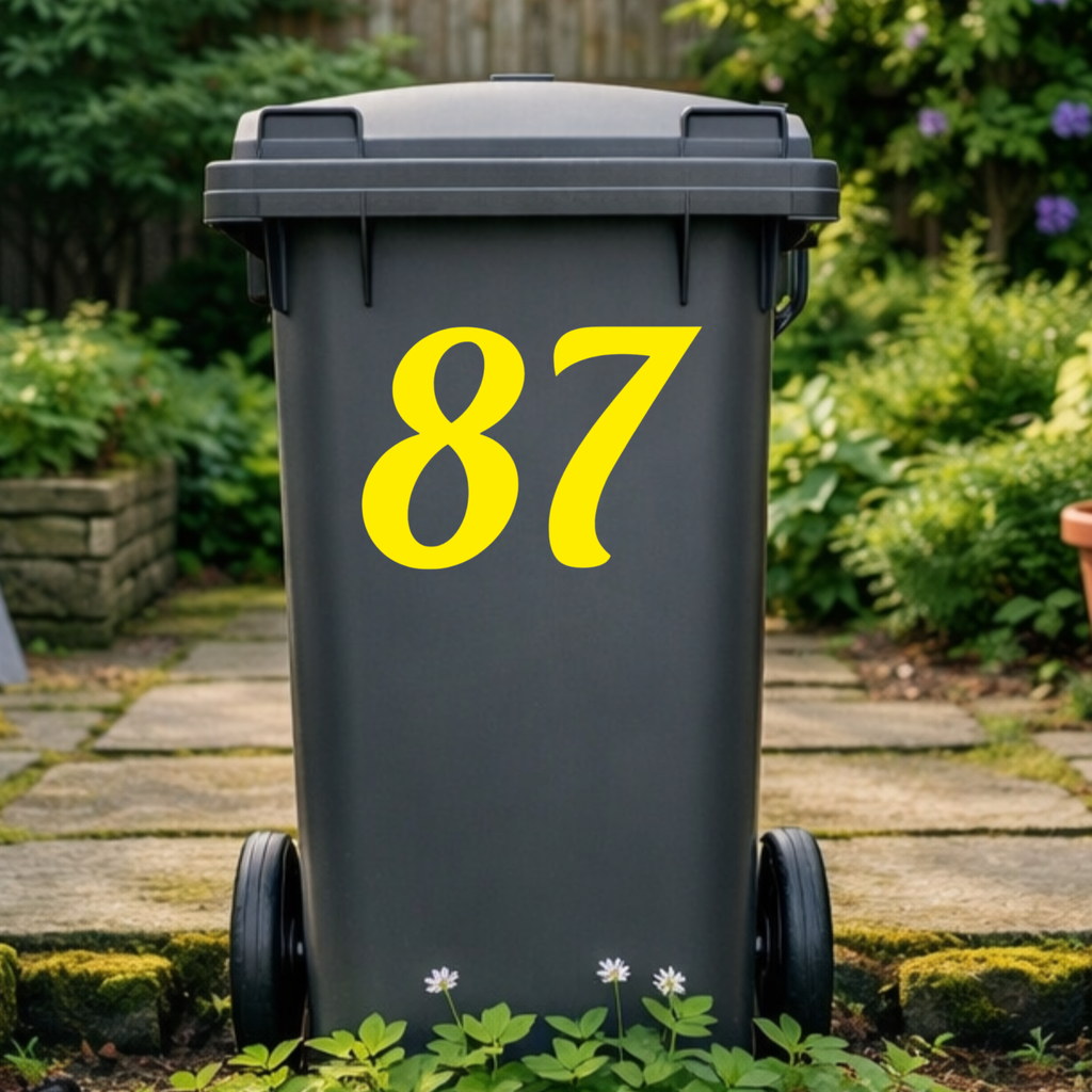 Retro Wheelie Bin Number Stickers