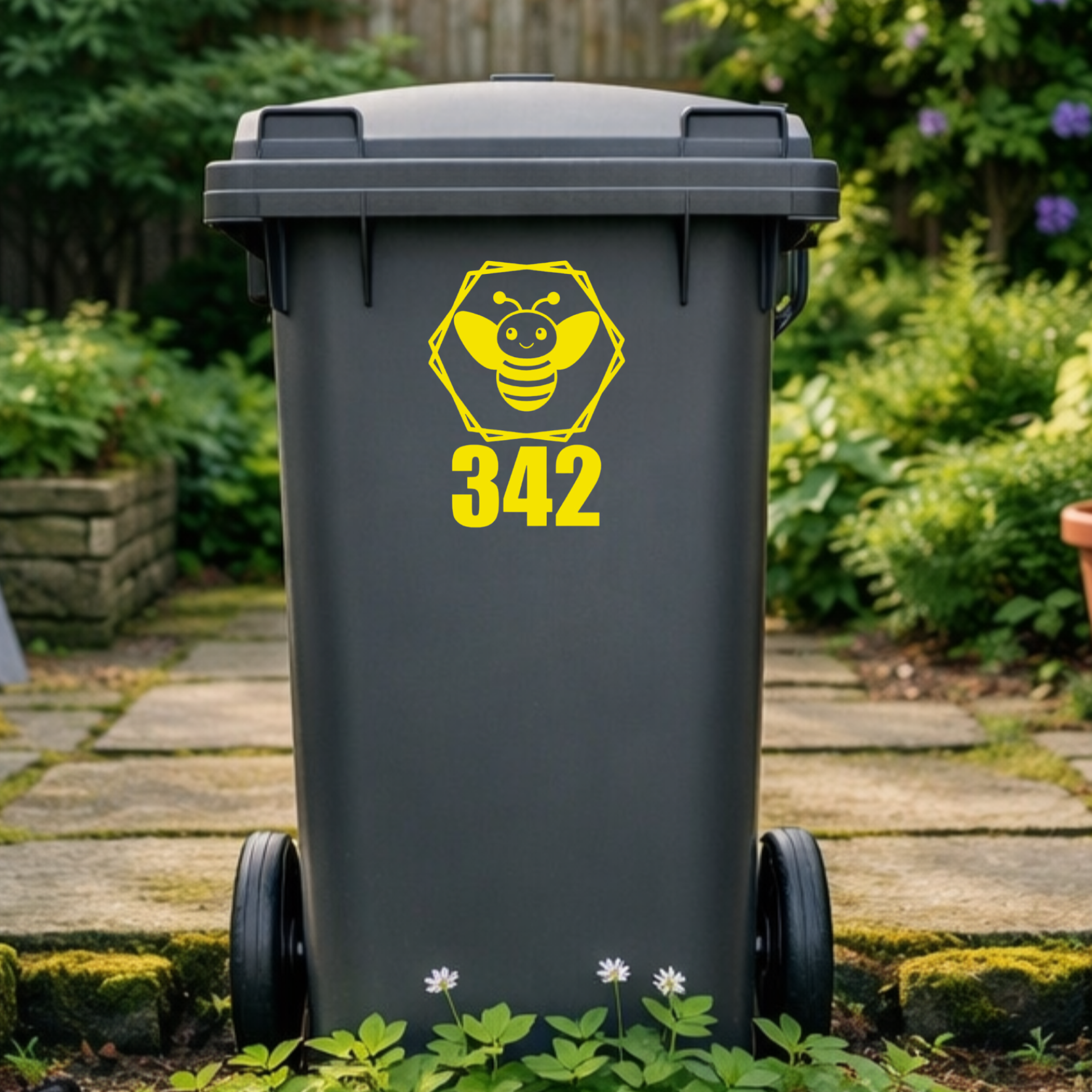 Bee Hexagon Wheelie Bin Number Stickers